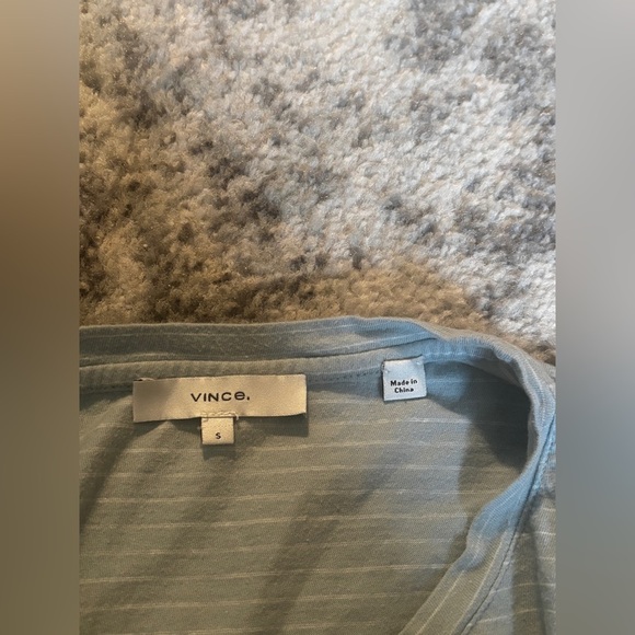 Vince striped short sleeve crewneck tee light blue size: small - Picture 2 of 4